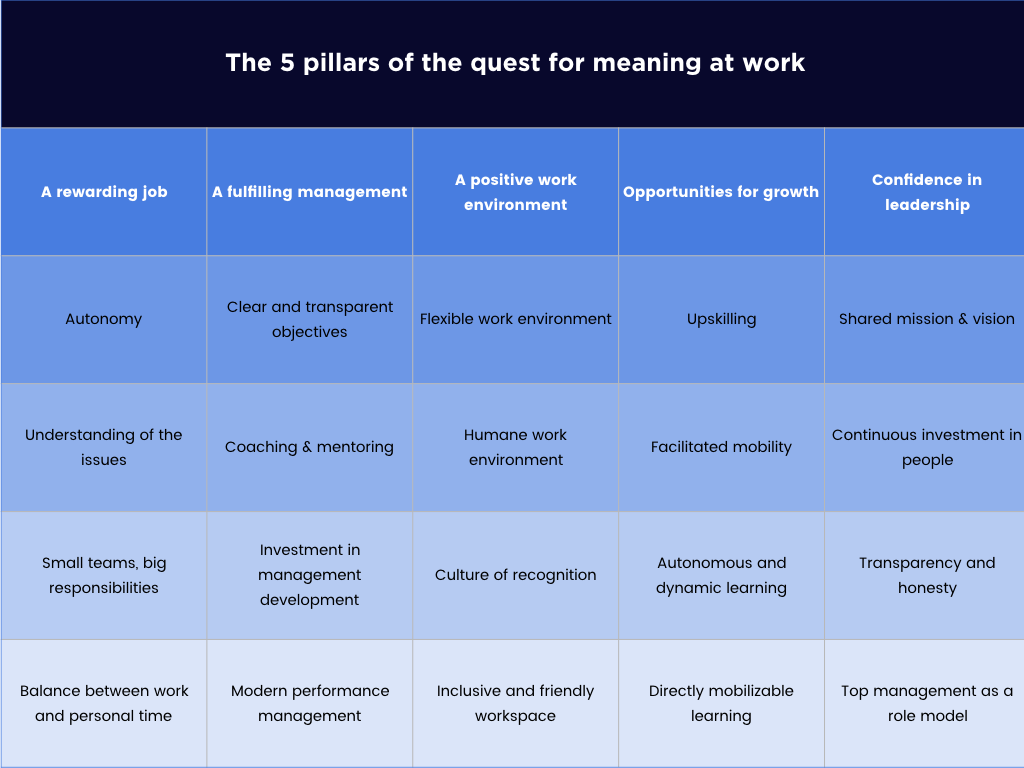 The 5 pillars of the quest for meaning at work