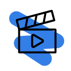 blue clapperboard icon