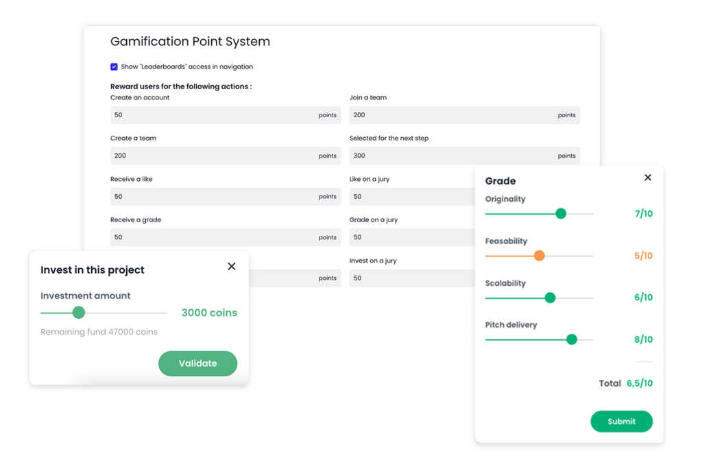 gamification features on Agorize innovation management software