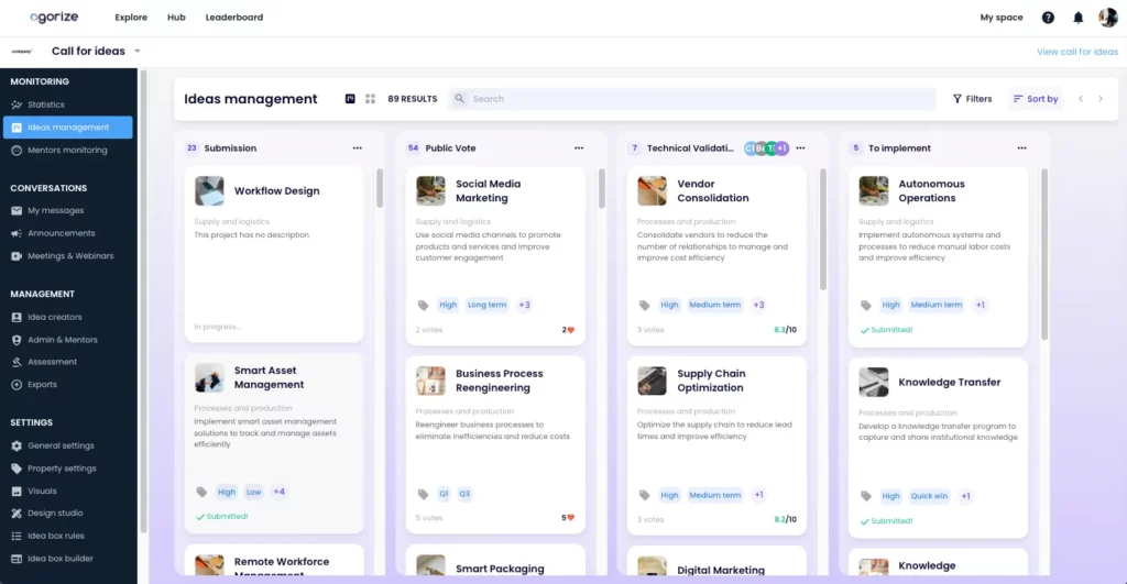 plateforme de gestion des idées pour favoriser la co-création en entreprise