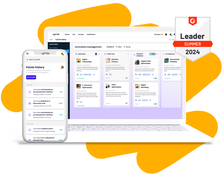 a smartphone a laptop yellow 2024 leader badge - Innovative Management Solutions