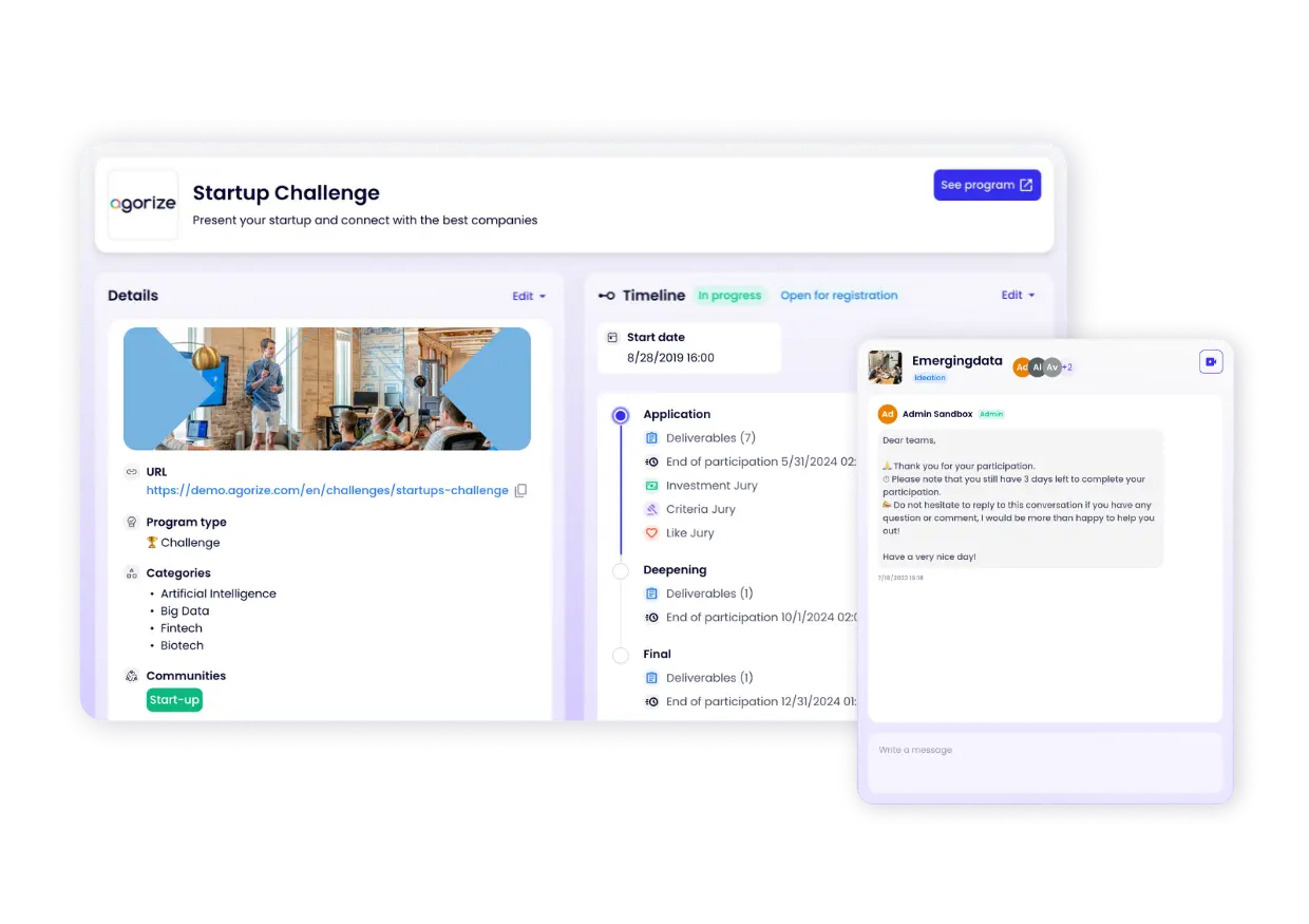 innovation management program features - Startup Innovation Challenge